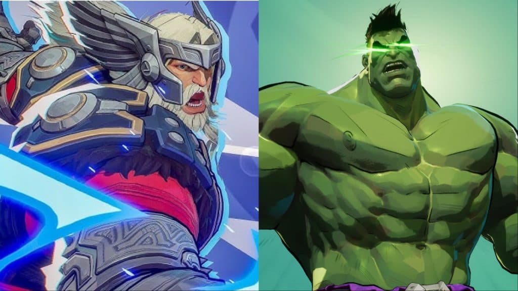 A screenshot featuring Thor and Hulk in Marvel Rivals.