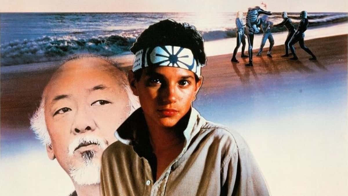 An original Karate Kid poster, featuring Daniel and Mr. Miyagi.