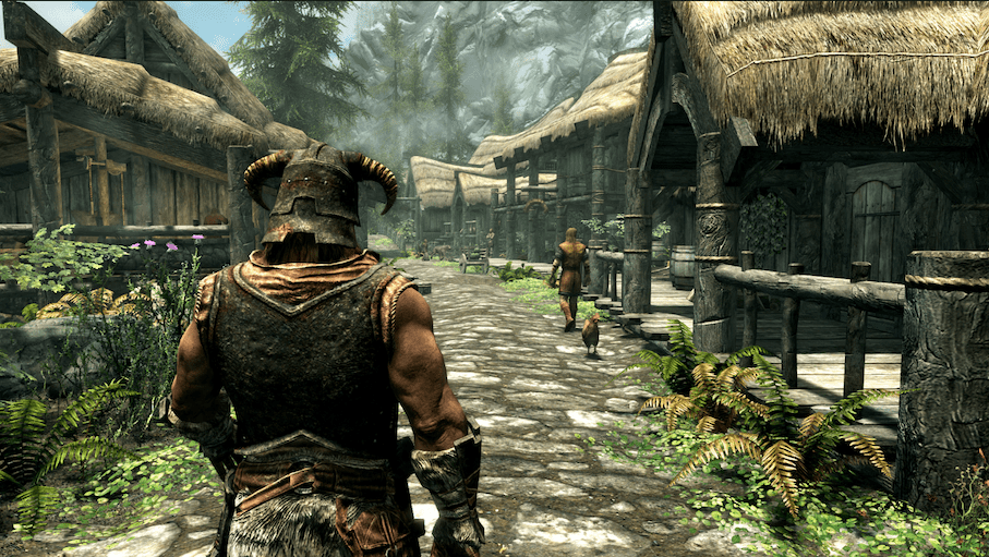 Skyrim character walking in-game.