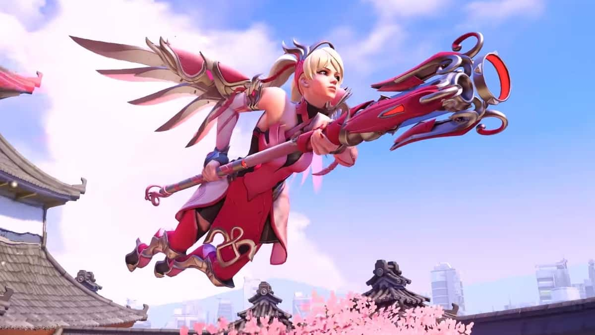 pink mercy ow2 skin flying